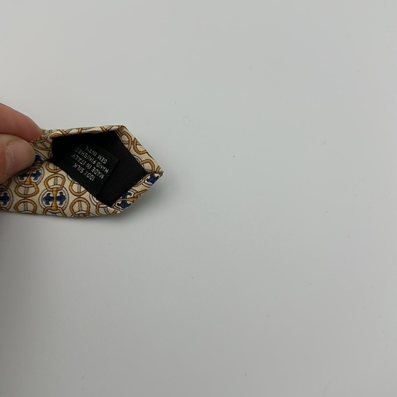 Gucci by Paolo Gucci Vintage Silk Tie Gold Blue Ivory - Picture 5 of 6